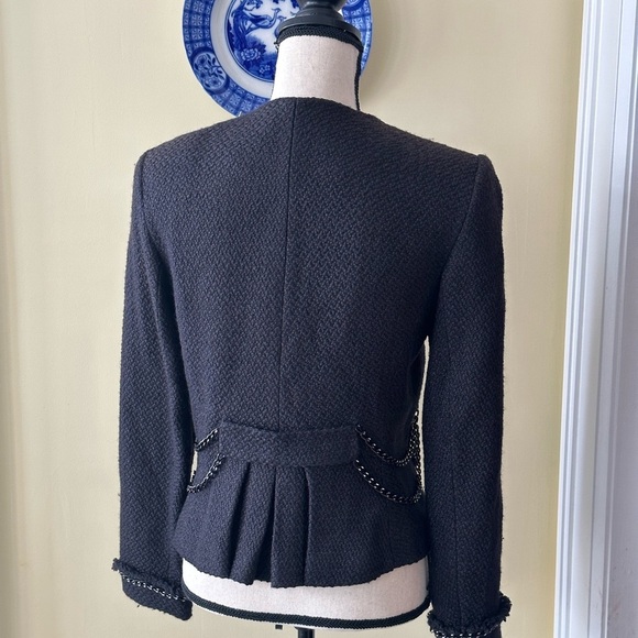 Insight New York | Black Wool Blend Lady Jacket with Chain Detail - Picture 4 of 8